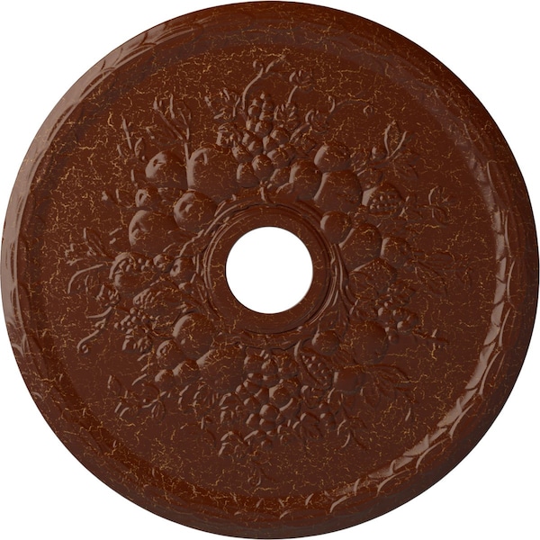 Ekena Millwork Grape Medallion (Canopies up to 3 5/8"), 22 5/8"OD x 3 5/8"ID x 5/8"P, Burnished Mahogany Crackle CM22GRBMC - main